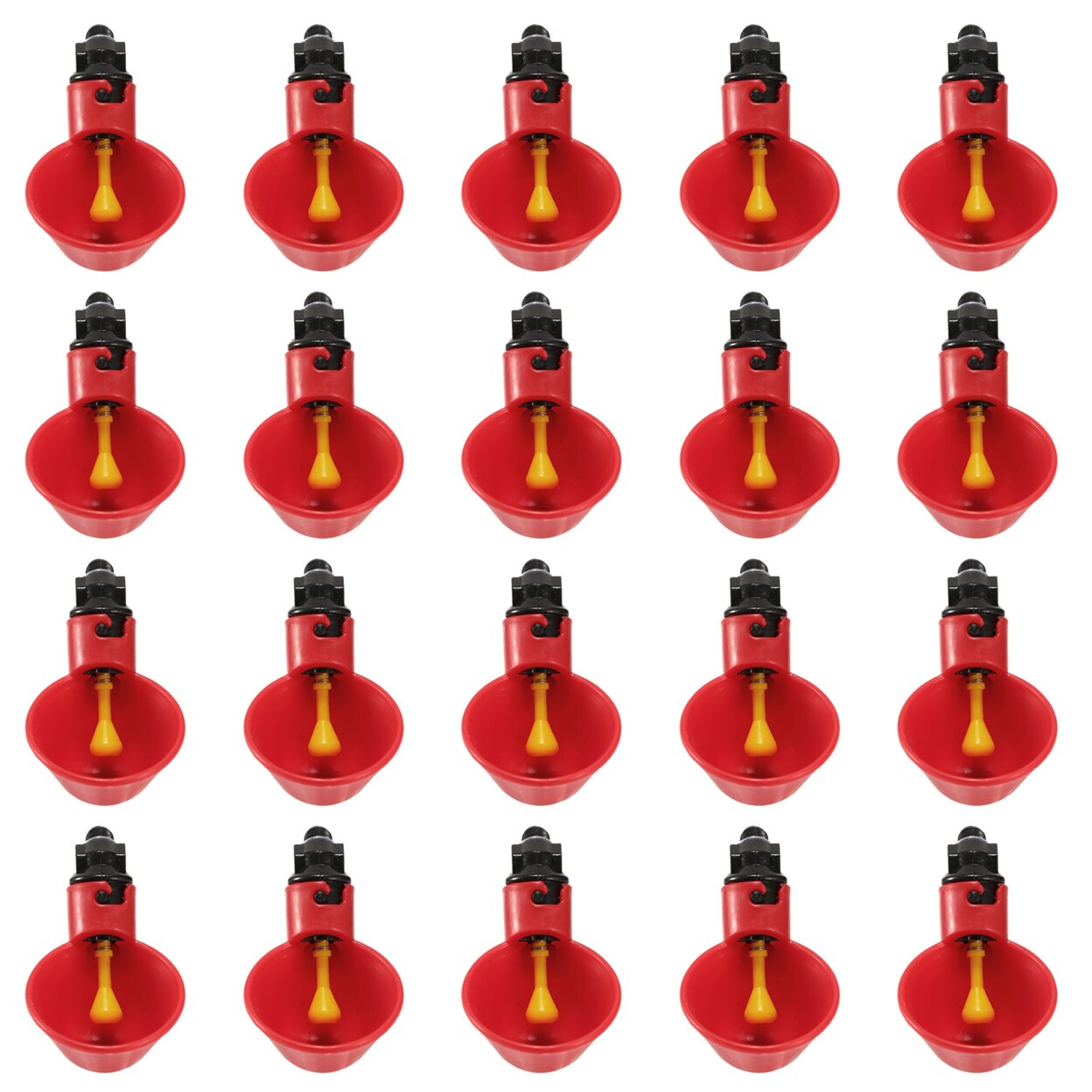 20 Pack Automatic Chicken Waterer Red Abs Drinker Cups For Poultry