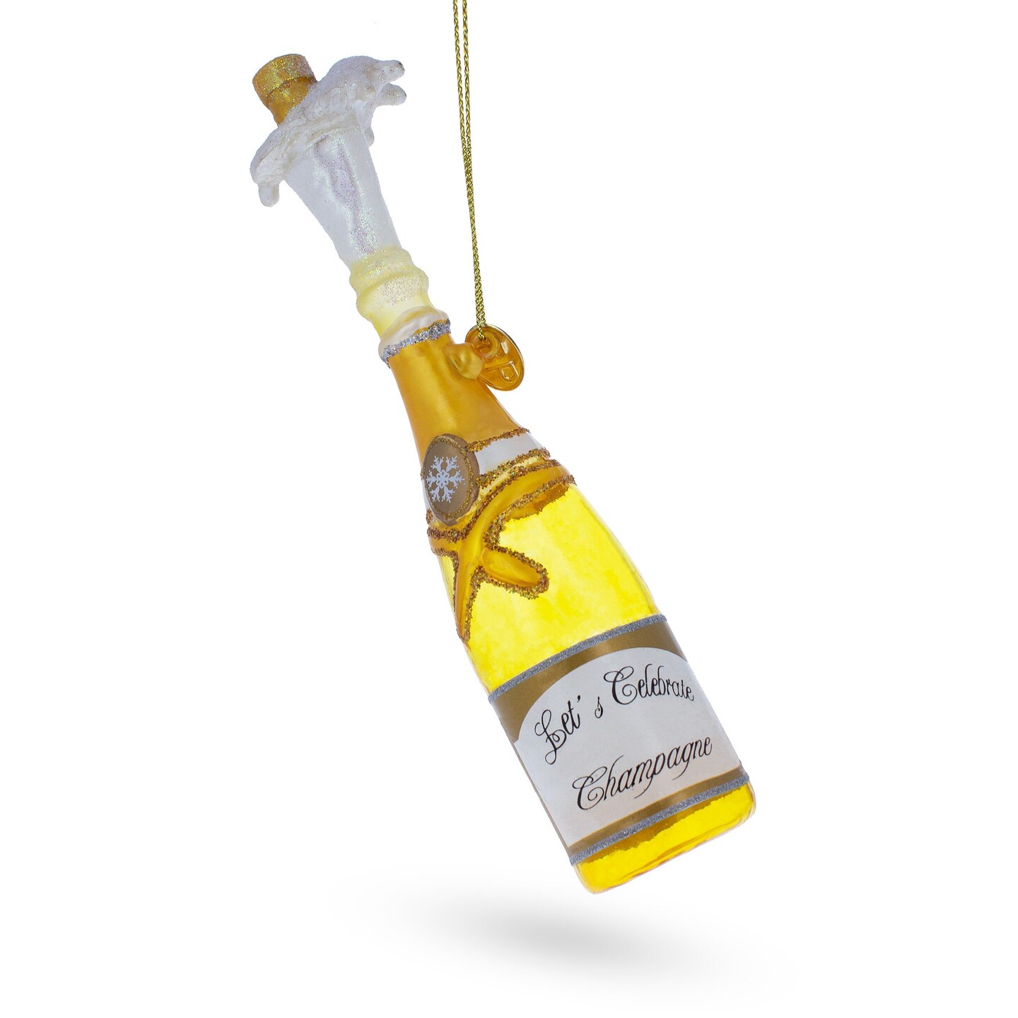 Celebratory Champagne Bottle Pop Glass Christmas Ornament