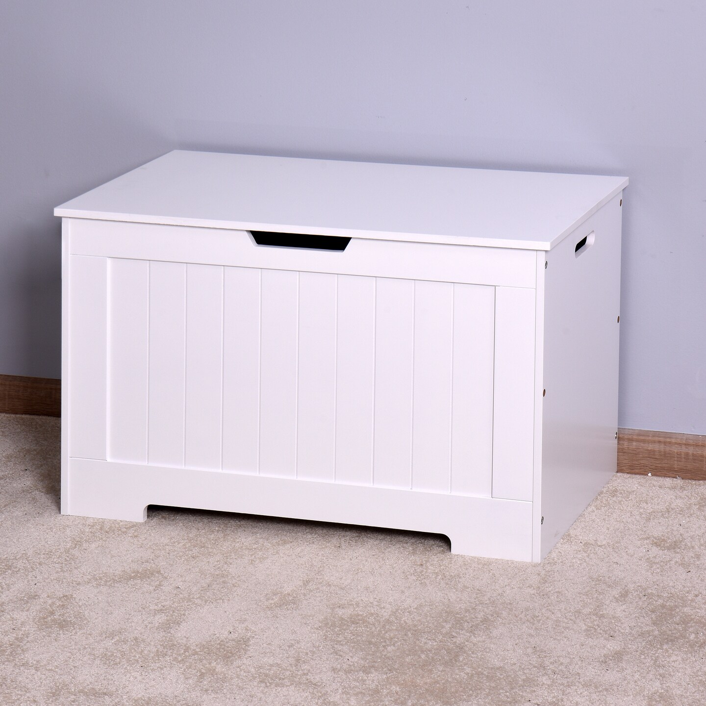 White Storage Chest/Bench with Safety Hinges | 32.9&#x27;L x 21.3&#x27;W x 4.8&#x27;H | Organize &#x26; Beautify Space