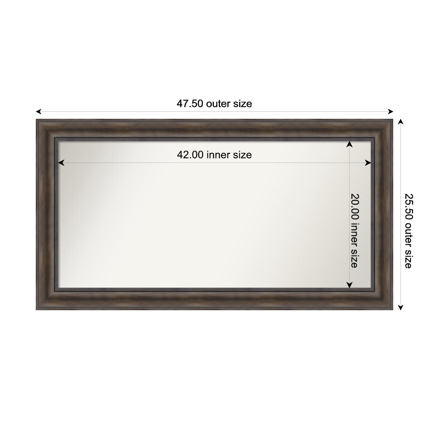 Rustic Pine Brown Non-Beveled Custom Framed Bathroom Vanity Wall Mirror