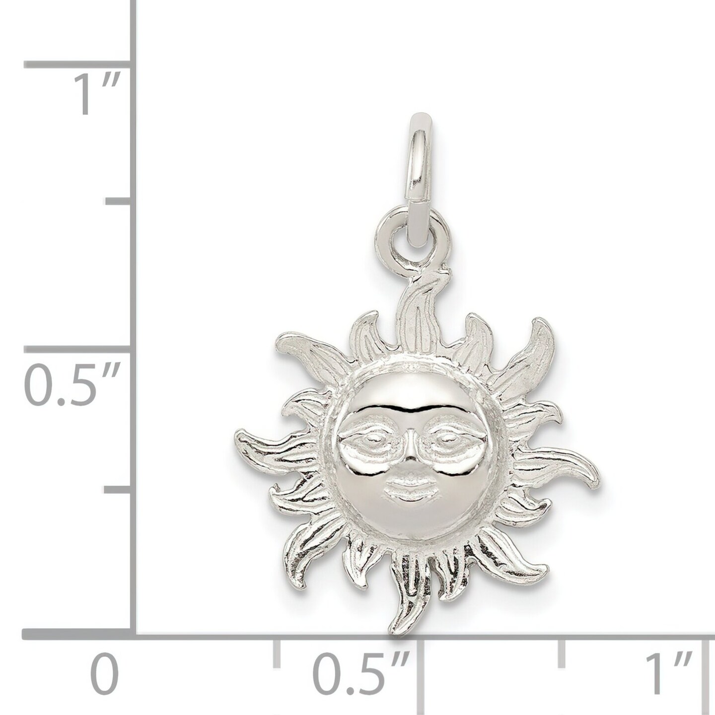 Sterling Silver Sun Charm Pendant Celestial Jewelry 24mm x 17mm