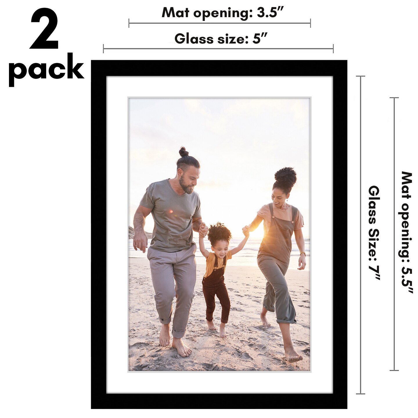 Americanflat Picture Frame with Mat - Modern Design, Shatter-Resistant Glass, Dual Sawtooth Hangers, Ideal for Home and Office Decor (2 Pack)