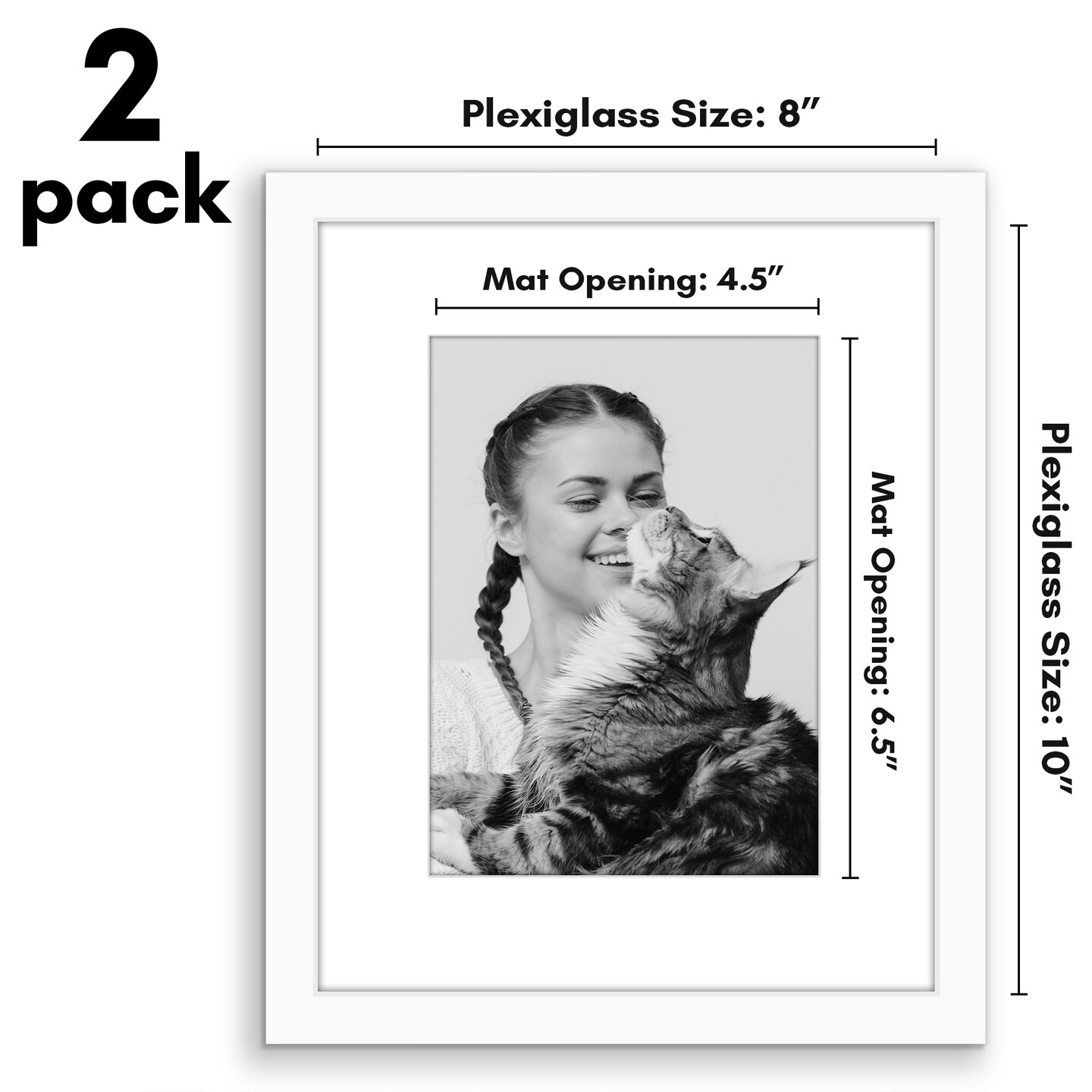 Americanflat 2 Pack of Picture Frames with Mat - Plexiglass Cover
