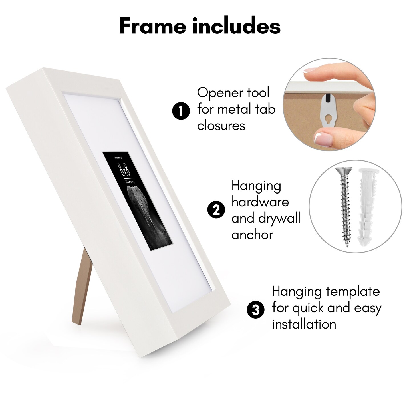 Americanflat Gallery-Style Picture Frame with Mat - Showcase Artwork, Prints, and Photos - Shatter Resistant Glass - Hanging Hardware with Drywall Anchor