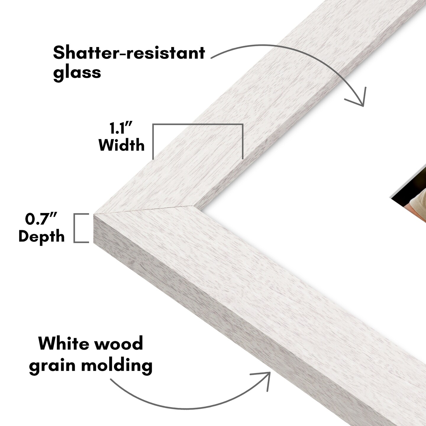 Americanflat Picture Frame with Wide Molding with Mat - Modern Wide Picture Frame - Plexiglass Cover - Hanging Hardware - Includes Easel