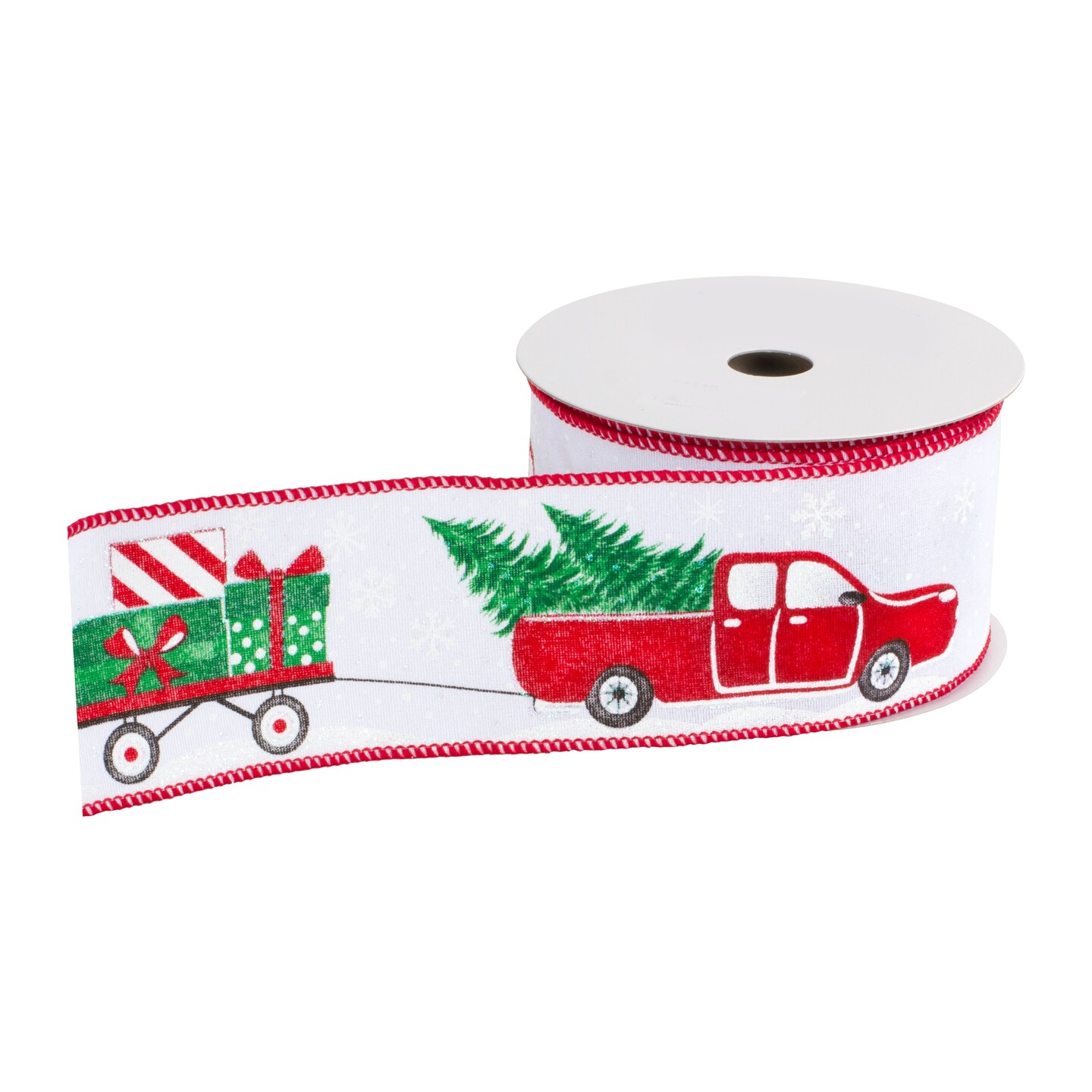 Melrose Pickup Truck Christmas Wired Craft Ribbon 2.5" x 20 Yards