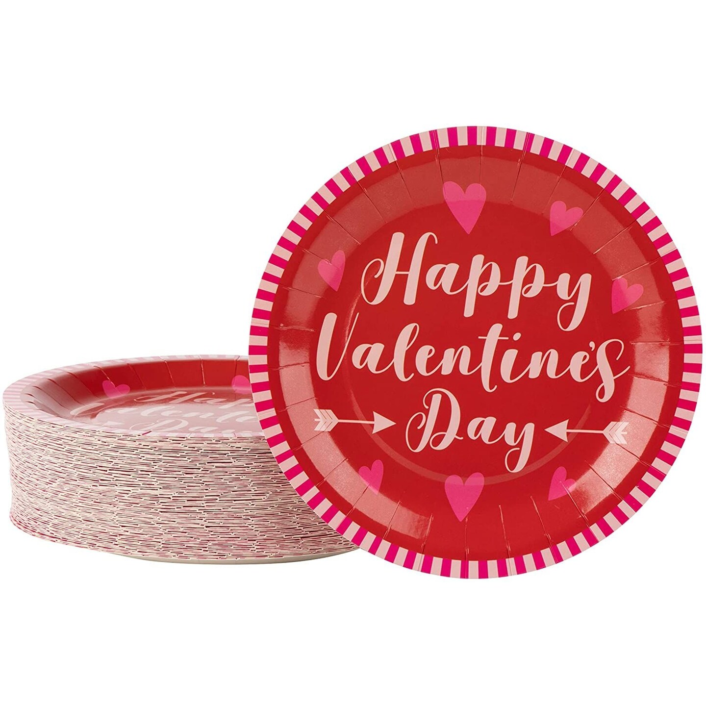 Happy Valentine&#x27;s Disposable Paper Plates for Party Decor (9 In, 80 Pack)