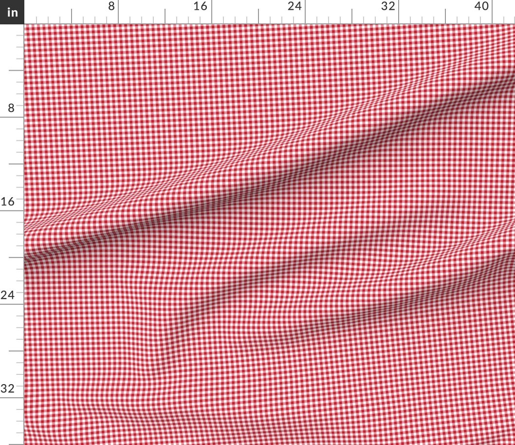 Tiny Red Check Ditsy Scale Summer Picnic Gingham Custom Printed Fabric by Spoonflower Various Fabrics by the Yard or Fat Quarter