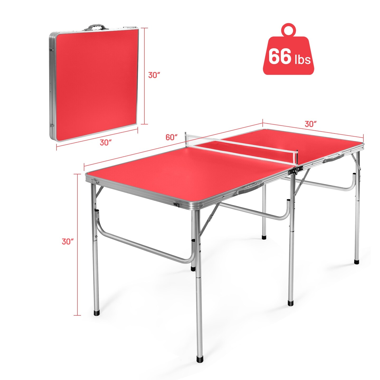 60 Inch Portable Tennis Ping Pong Folding Table with Accessories