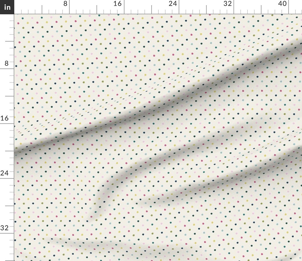 Colorful Polka Dots Small Scale Cream Ivory Hand Drawn Simple Custom Printed Fabric by Spoonflower Various Fabrics by the Yard or Fat Quarter