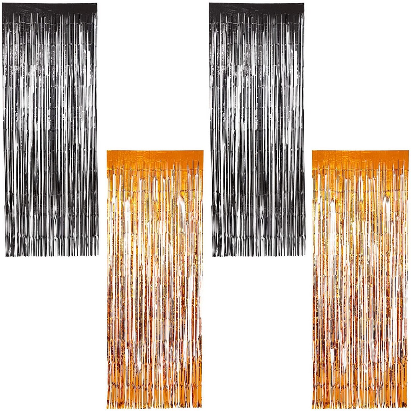 Halloween Party Decorations, Foil Fringe Curtains (2 Colors, 35 x 93 in, 4 Pack)