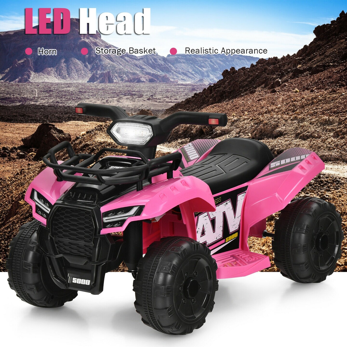 Multi-Functional 6V Kids Electric Ride On Car with LED Head Light and Charging Hole