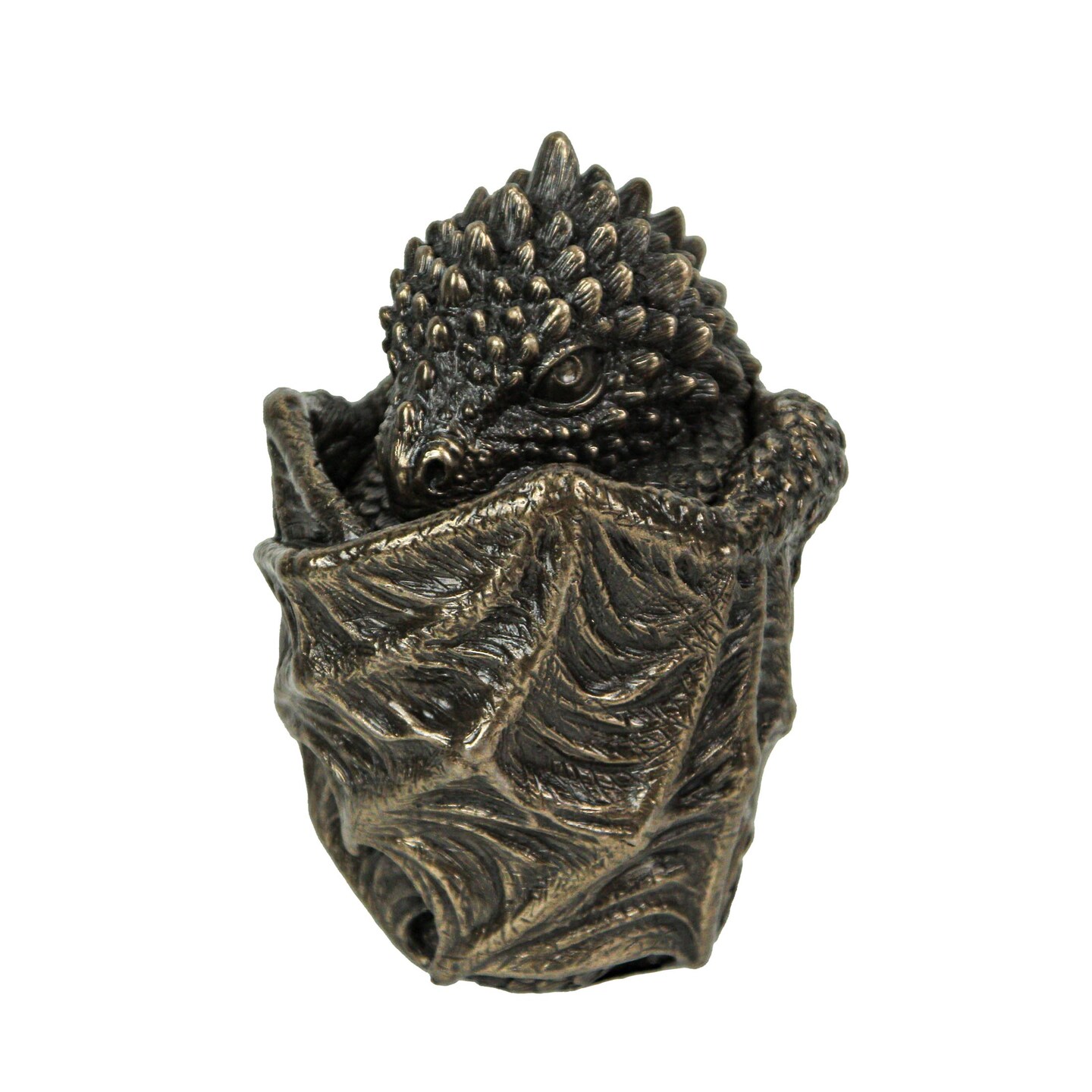 Baby Dragon Resin Figurine Secret Stash Box Cast Bronze Finish 3.75 Inches High