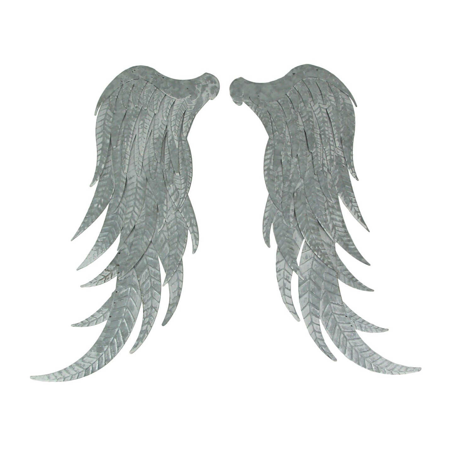 Pair of 2 Galvanized Metal Angel Wings Wall Art Indoor Outdoor Rustic Home Decor