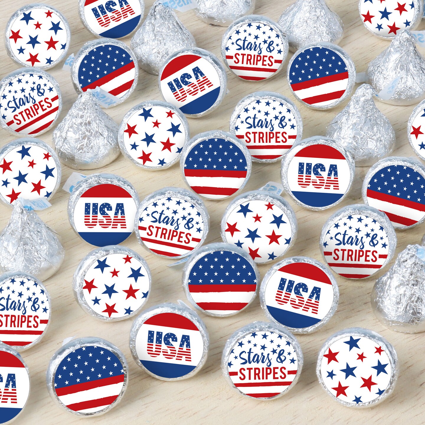 Big Dot of Happiness Stars &#x26; Stripes - Patriotic Party Small Round Candy Stickers - Party Favor Labels - 324 Count