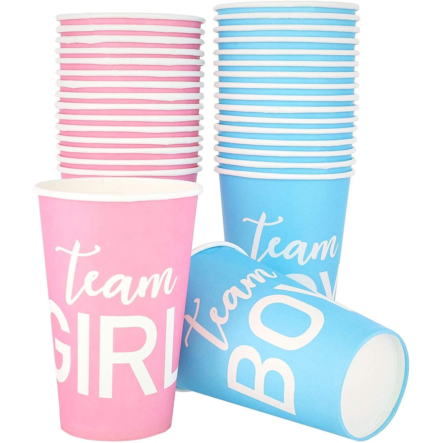 Paper Party Cups, Gender Reveal Party Supplies (12 oz, Pink and Blue ...