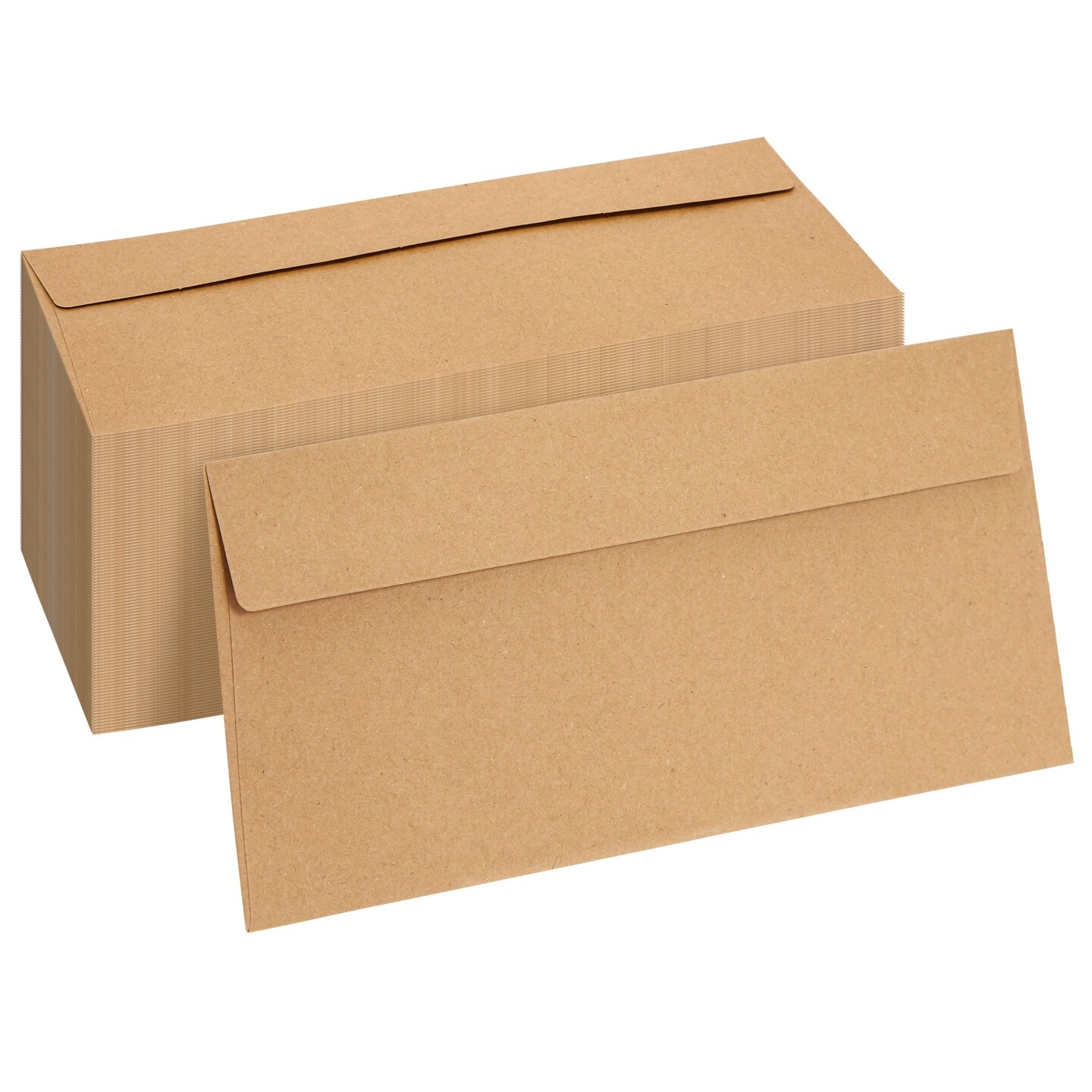 100 Pack Bulk #10 Brown Envelopes with Gummed Seal for Invitations, Mailing Letters, Checks, Gift Certificates (4-1/8 x 9-1/2 In)