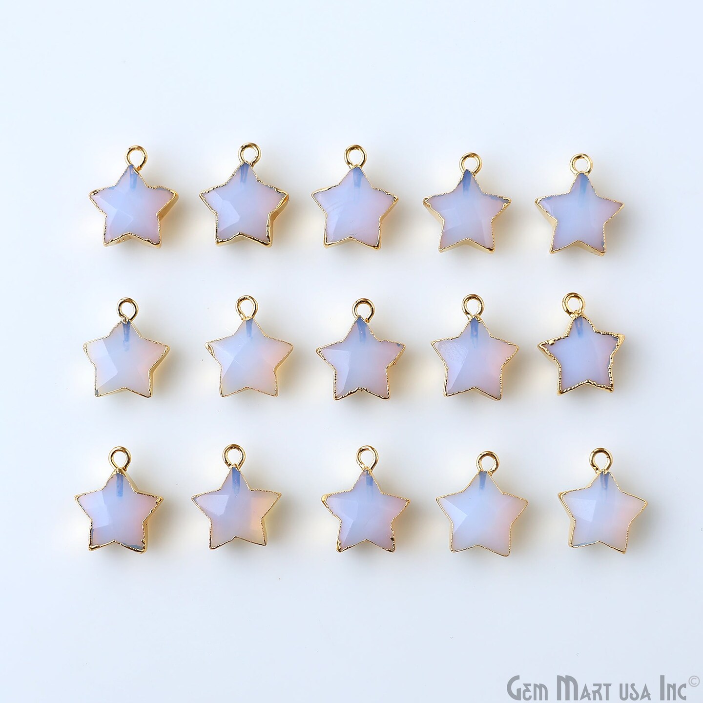 Star Gemstone Connector, Gold Electroplated Natural Gem, Single Bail DIY Jewelry Pendant, 16X14mm, GemMartUSA (50045)