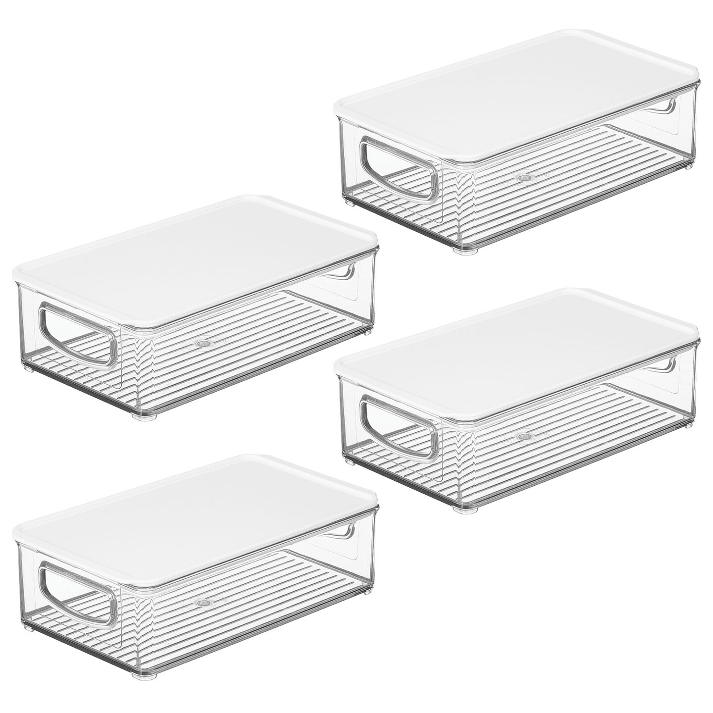 mDesign Plastic Deep Kitchen Storage Bin Box, Lid/Handles