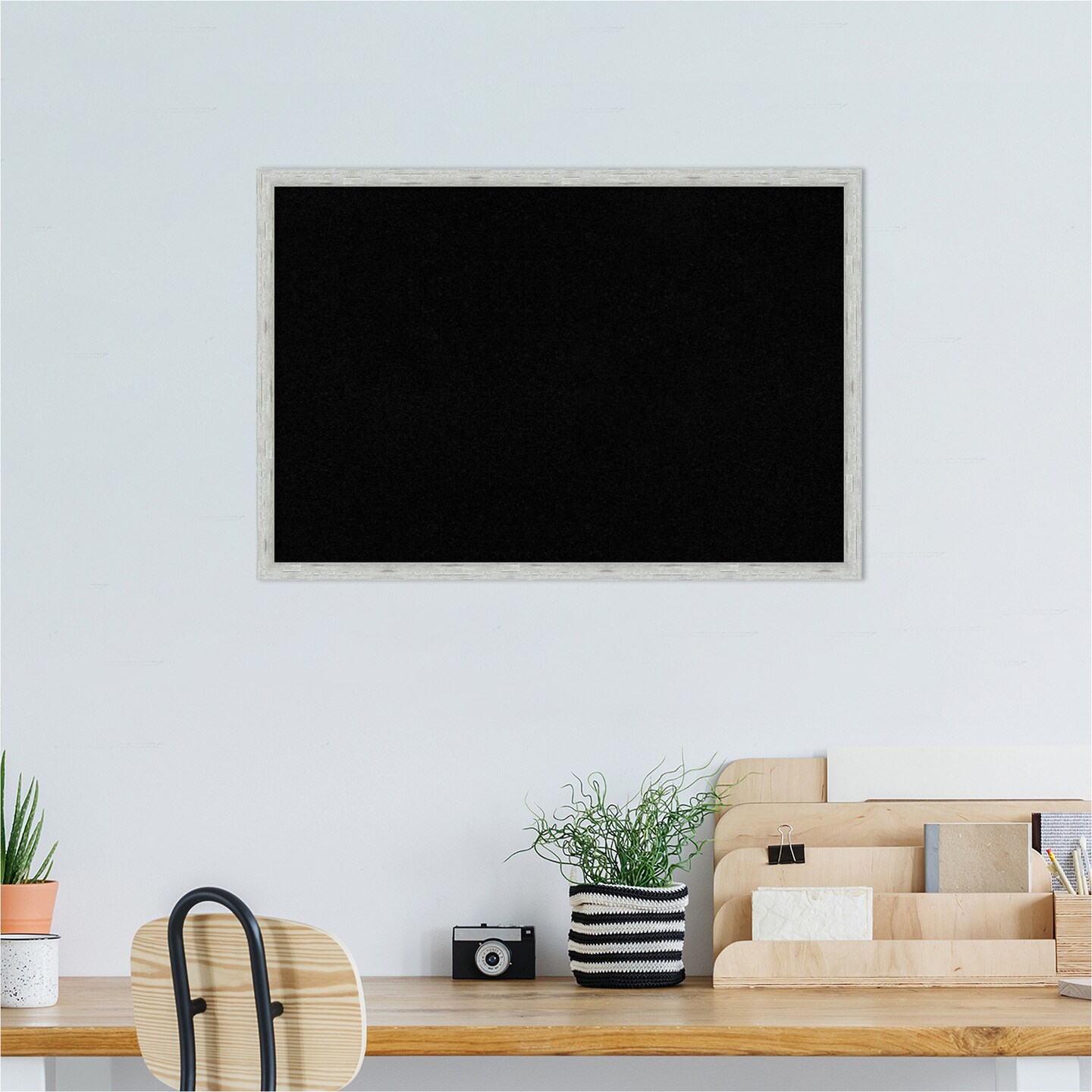 Imprint Wood Framed Corkboard, Black Cork