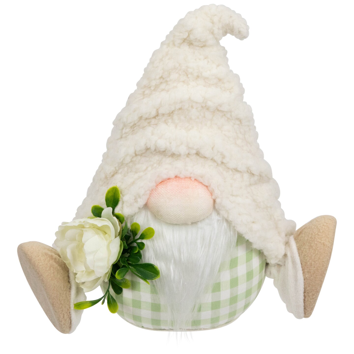 Northlight Plush Sitting Gnome with Flower Spring Figurine -10.5&#x22;