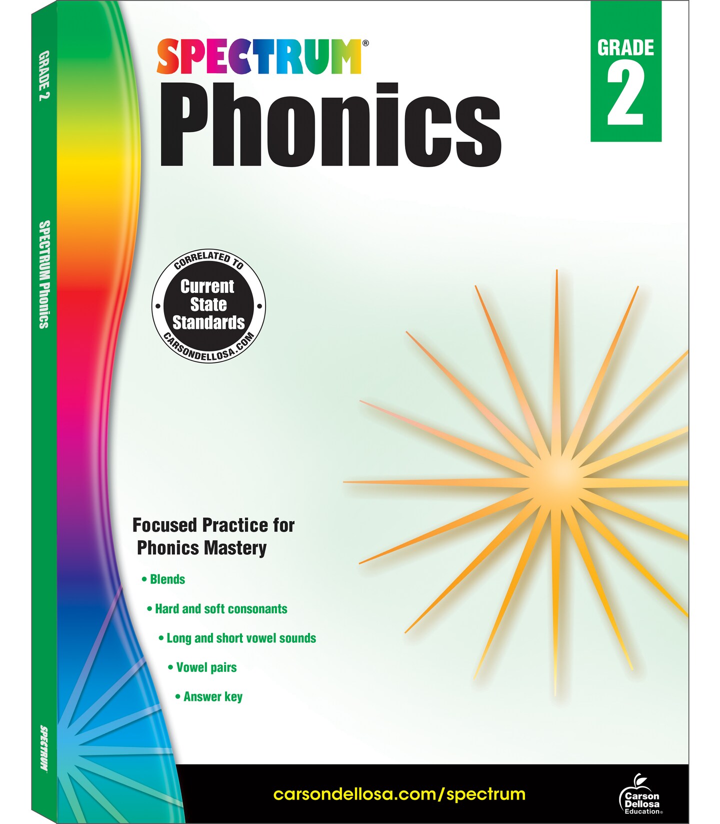 Spectrum Grade 2 Phonics Workbook, Sight Words Vocabulary, Vowels, Blends, Spelling, Grammar, and More, Language Arts Classroom or Homeschool Curriculum