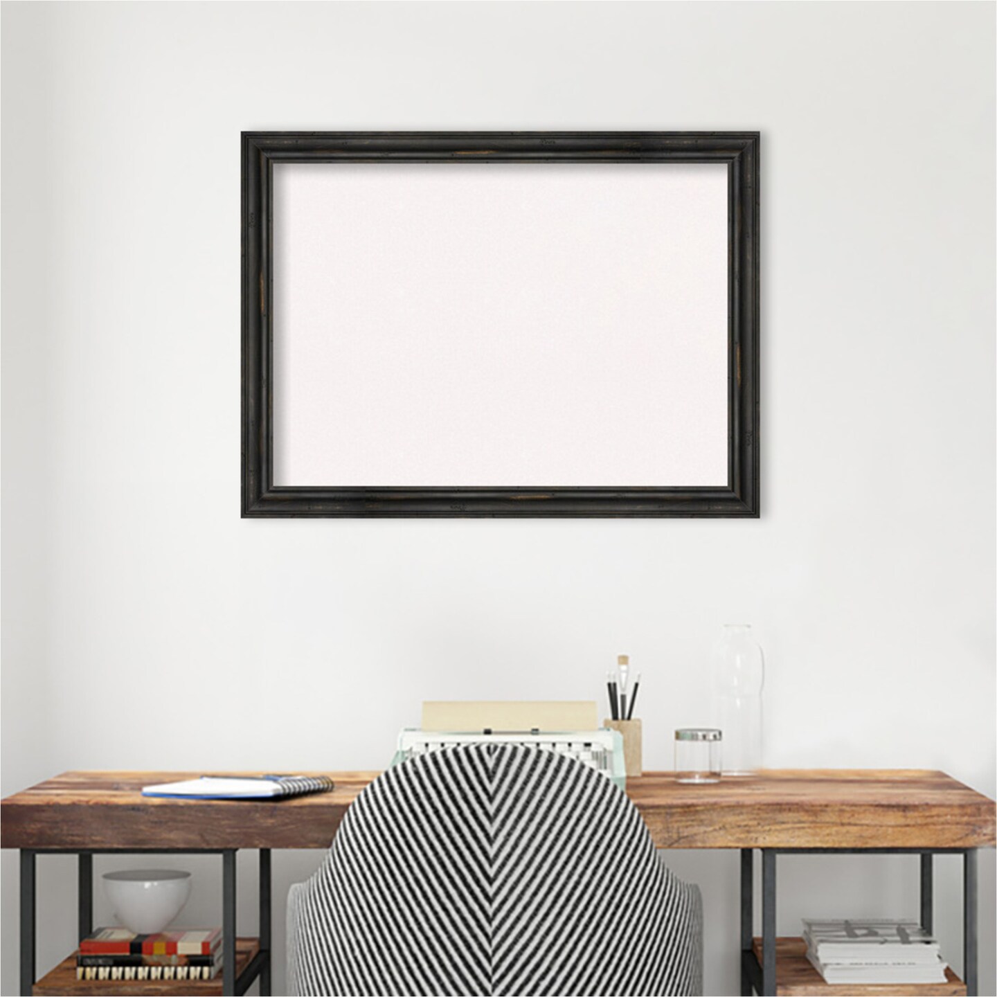 Rustic Pine Narrow Wood Framed Corkboard, White Cork