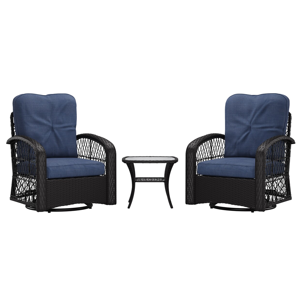 Corliving Maybelle Swivel Patio Chairs Set 3Pc