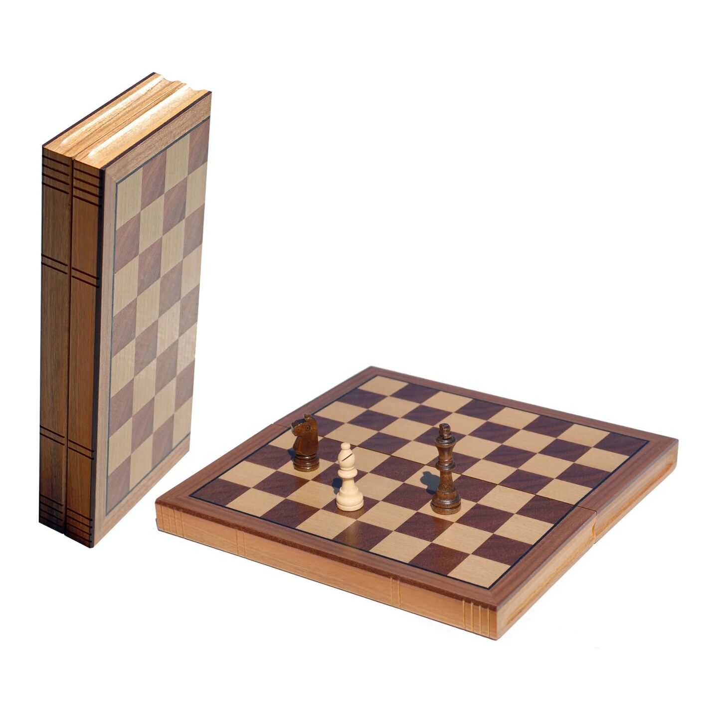 WE Games Book Style Folding Chess Set, Oak Wood Board 11 in., 2.75 in. King