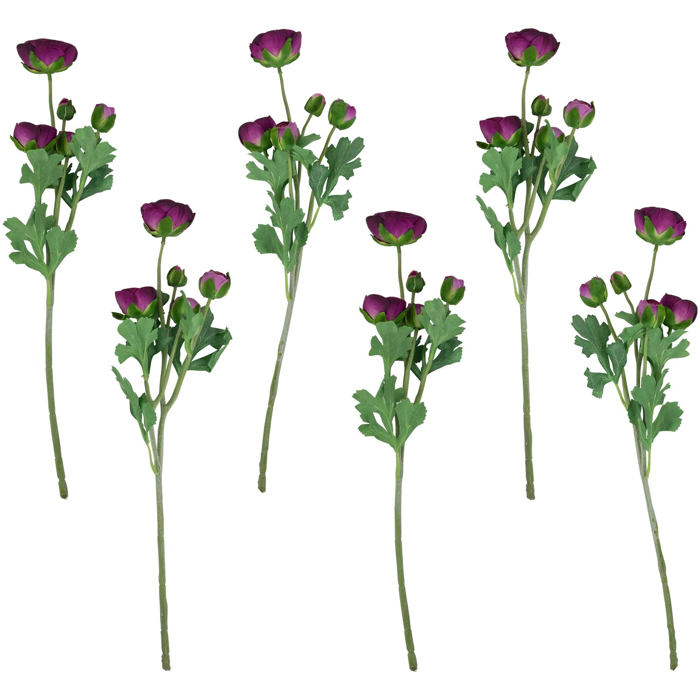 Northlight Real Touch&#x2122; Light Plum Purple Ranunculus Artificial Floral Sprays, Set of 6 - 21&#x22;