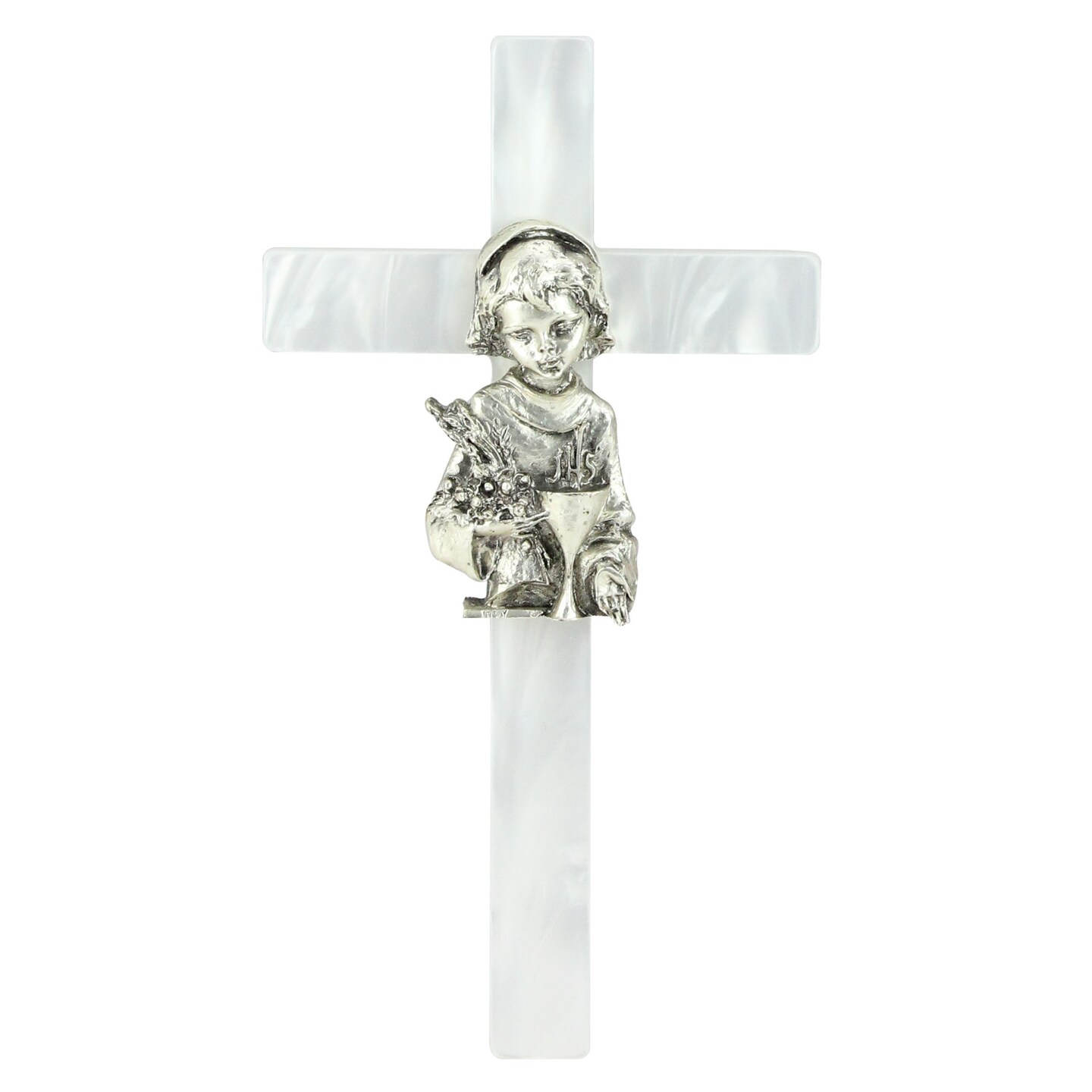Roman Girl&#x27;s Mother of Pearl First Communion Wall Cross