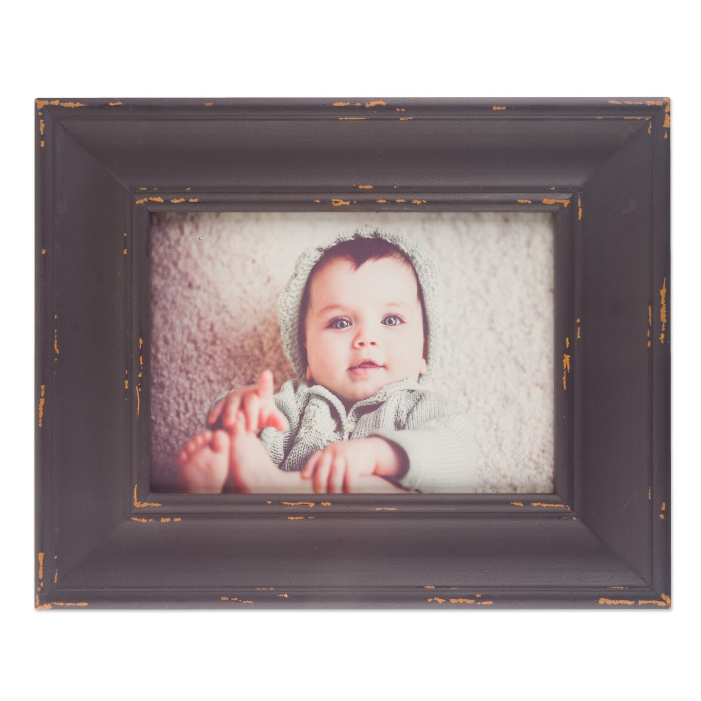 Contemporary Home Living Farmhouse Distressed Picture Frame - for a 5&#x22; x 7&#x22; photo - 10.25&#x22; - Brown