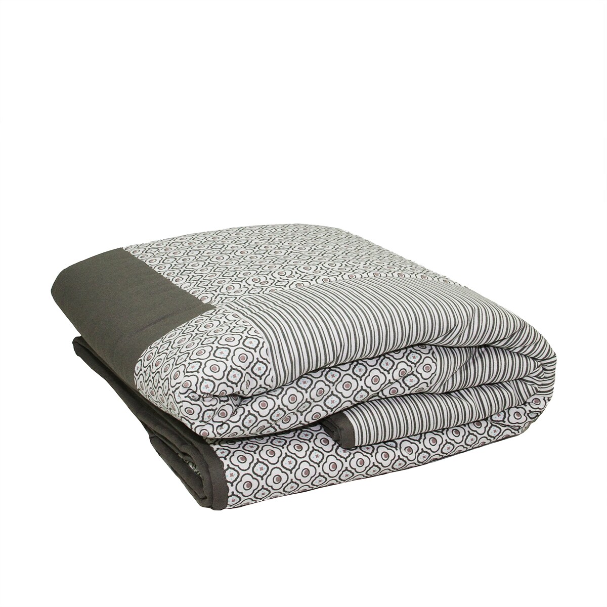 Kaemingk Gray and Black Striped Quatrefoil Quilted Throw Blanket