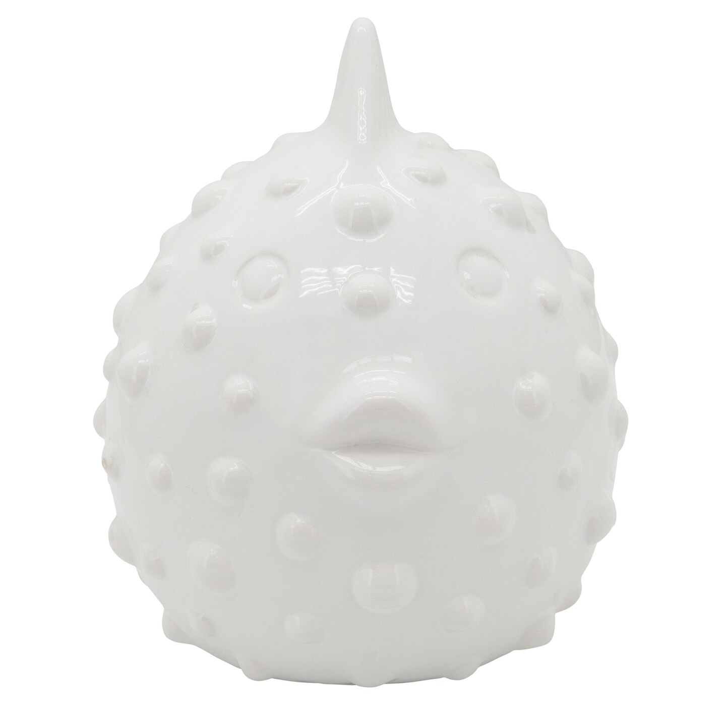 Spike 1 White Ceramic Puffer Fish - Jes & Gray Living