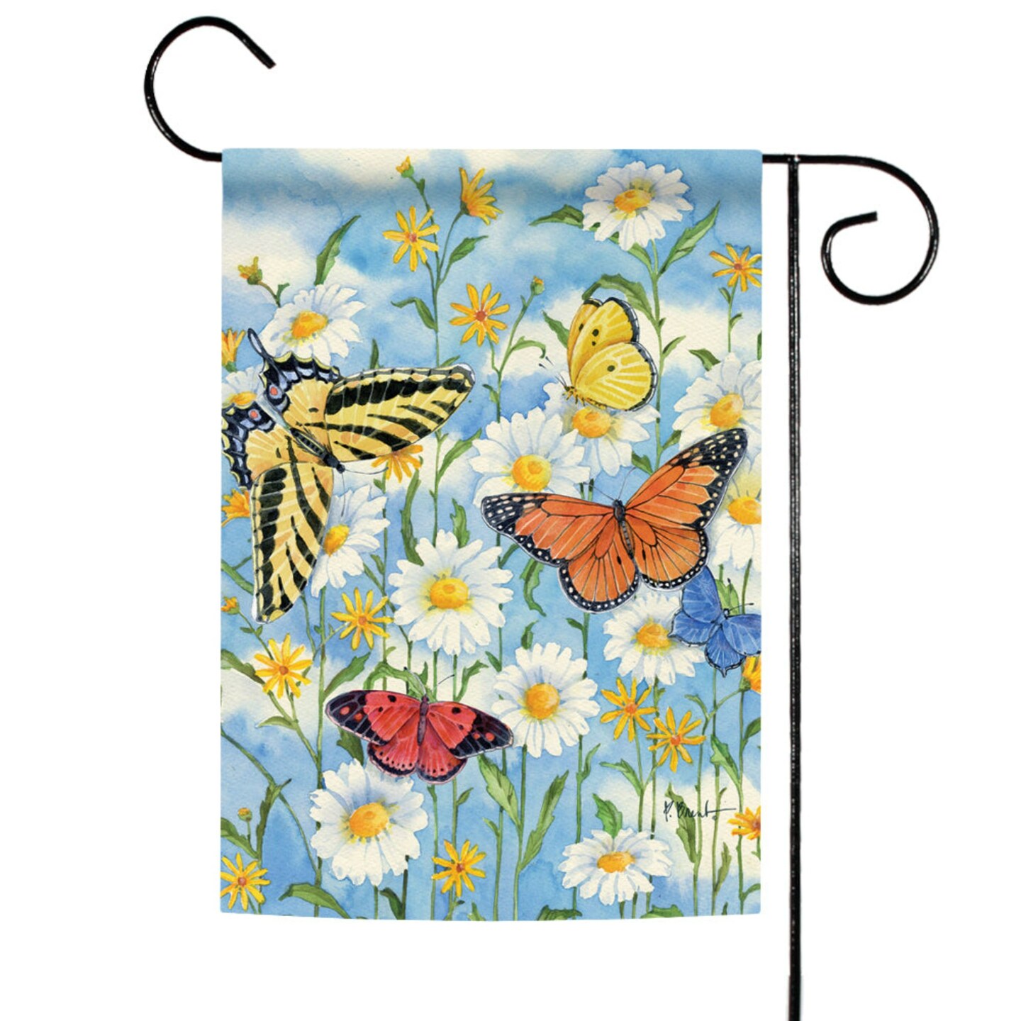 Toland Home Garden Butterflies and Daisies Flower Outdoor Garden Flag 18" x 12.5"