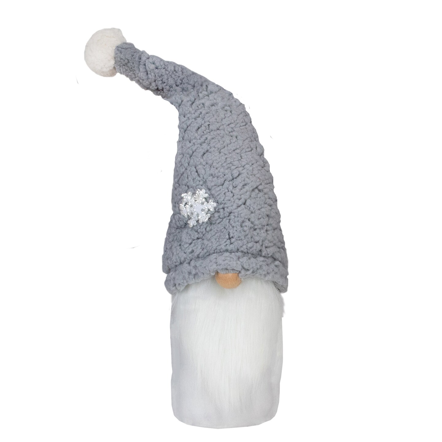 MeraVic 28" White and Gray Gnome With a High Pile Fleece Snowflake Bendable Winter Hat