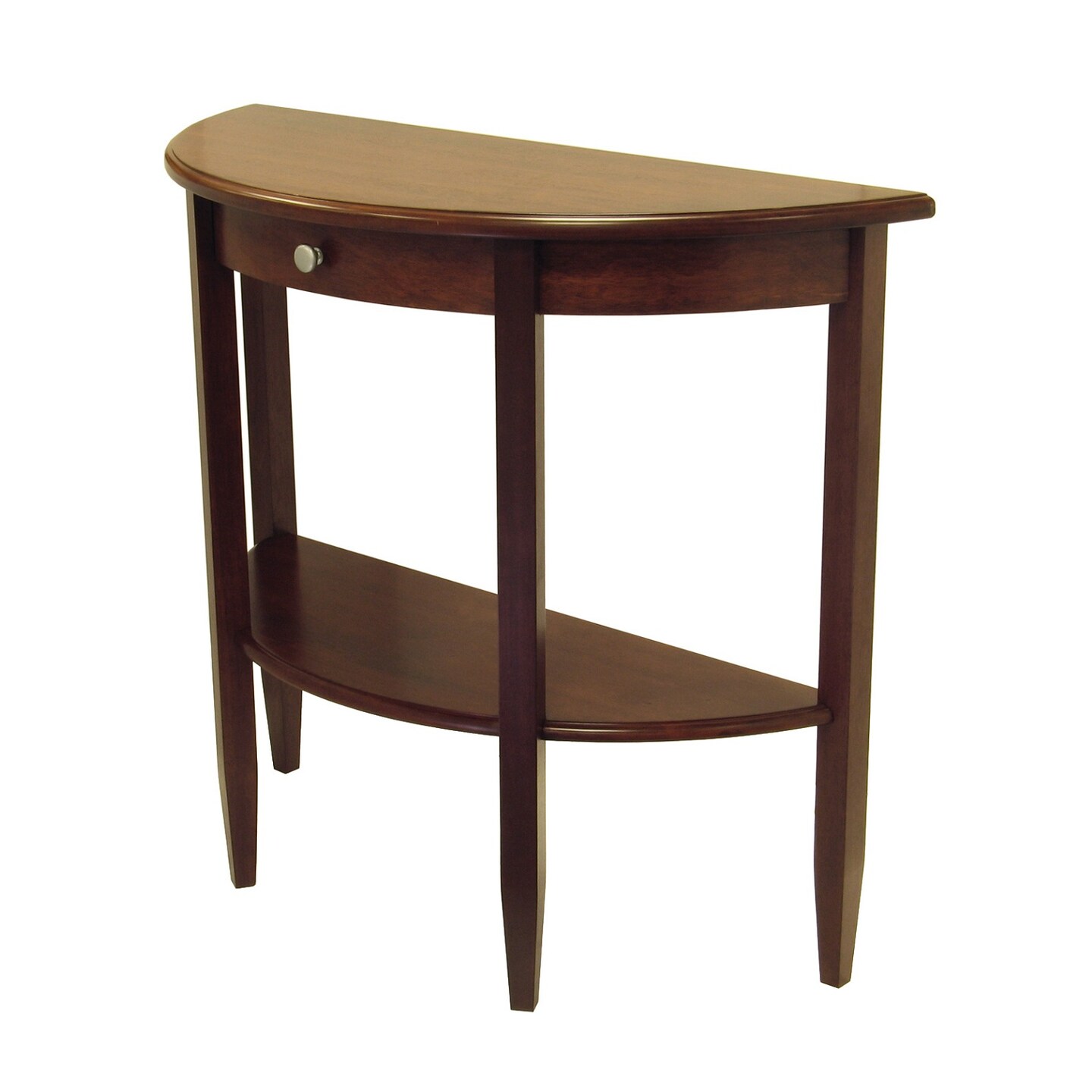 Contemporary Home Living 39&#x22; Half Moon Console Hall Table with Drawer and Shelf