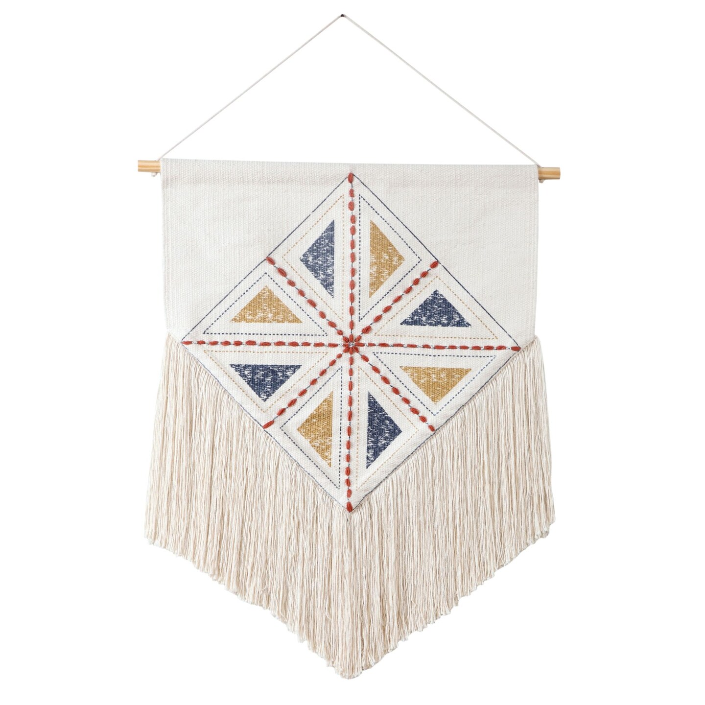 Laddha Home Designs Embroidered Diamond Woven Cotton Wall Hanging