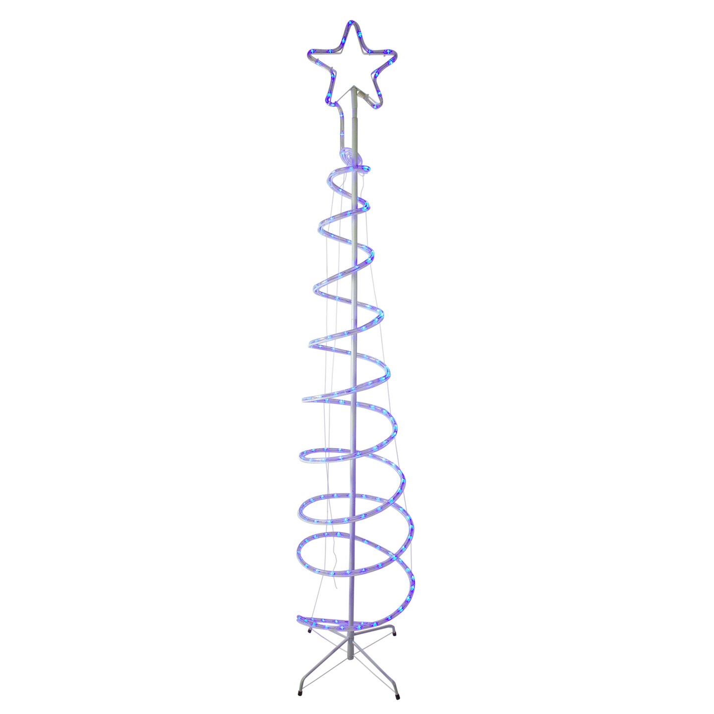Hofert 7&#x2019; Blue Spiral Rope Light Tree with Star Tree Topper Christmas Yard Decor