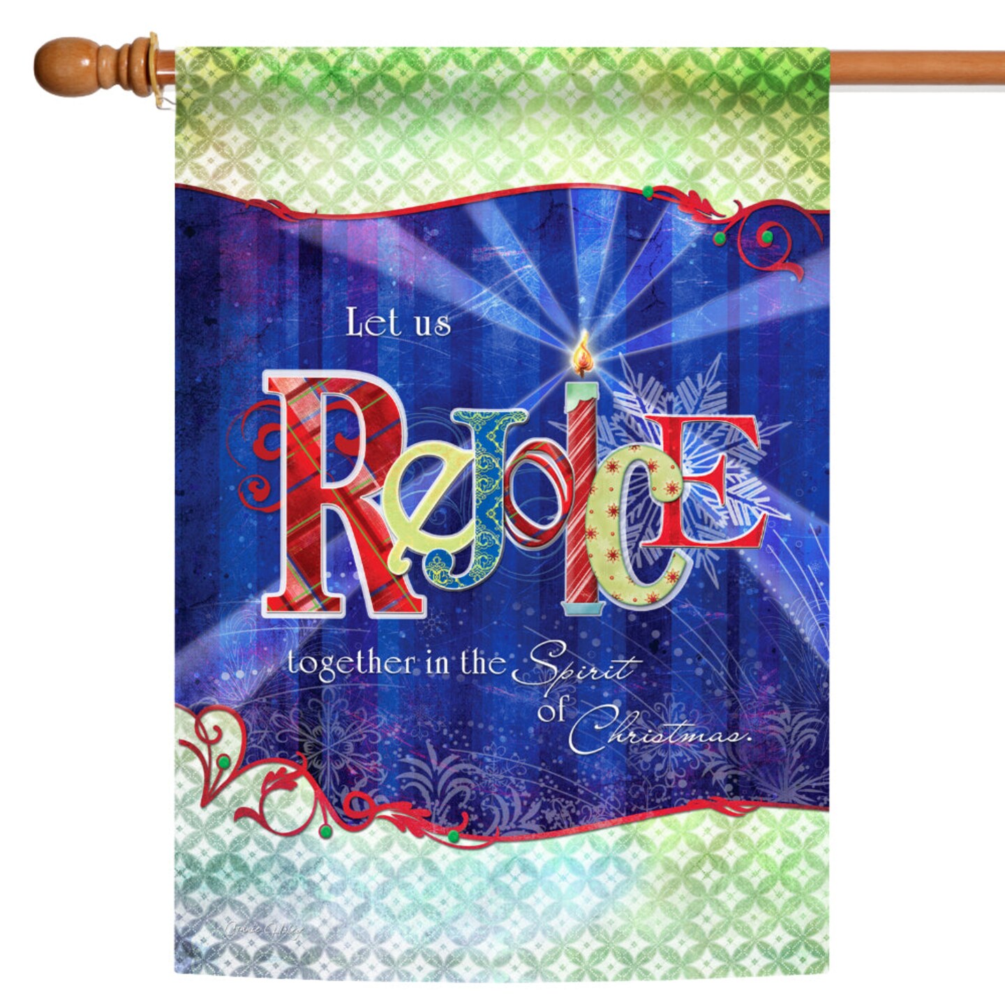 Toland Home Garden Blue and Green Rejoice Together Christmas Outdoor ...