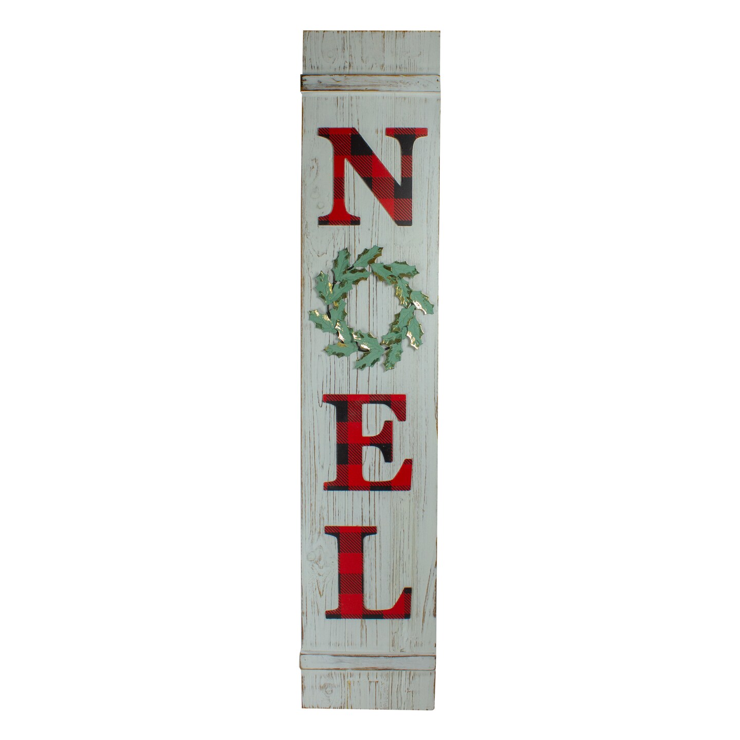 Northlight 47.5&#x22; Red Buffalo Plaid Wooden Noel Christmas Porch Board Sign Decoration