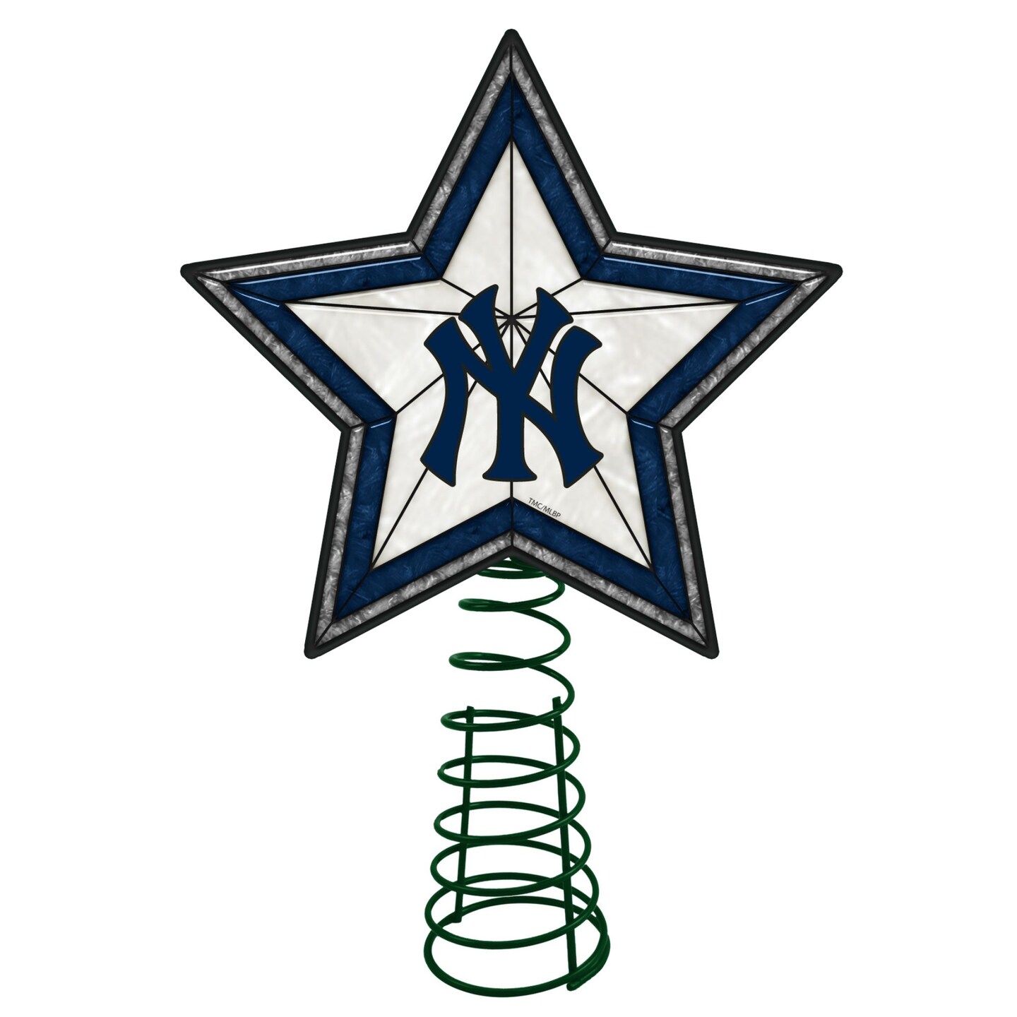 The Memory Company 10" Lighted Navy Blue and White Star MLB New York Yankees Christmas Tree Topper