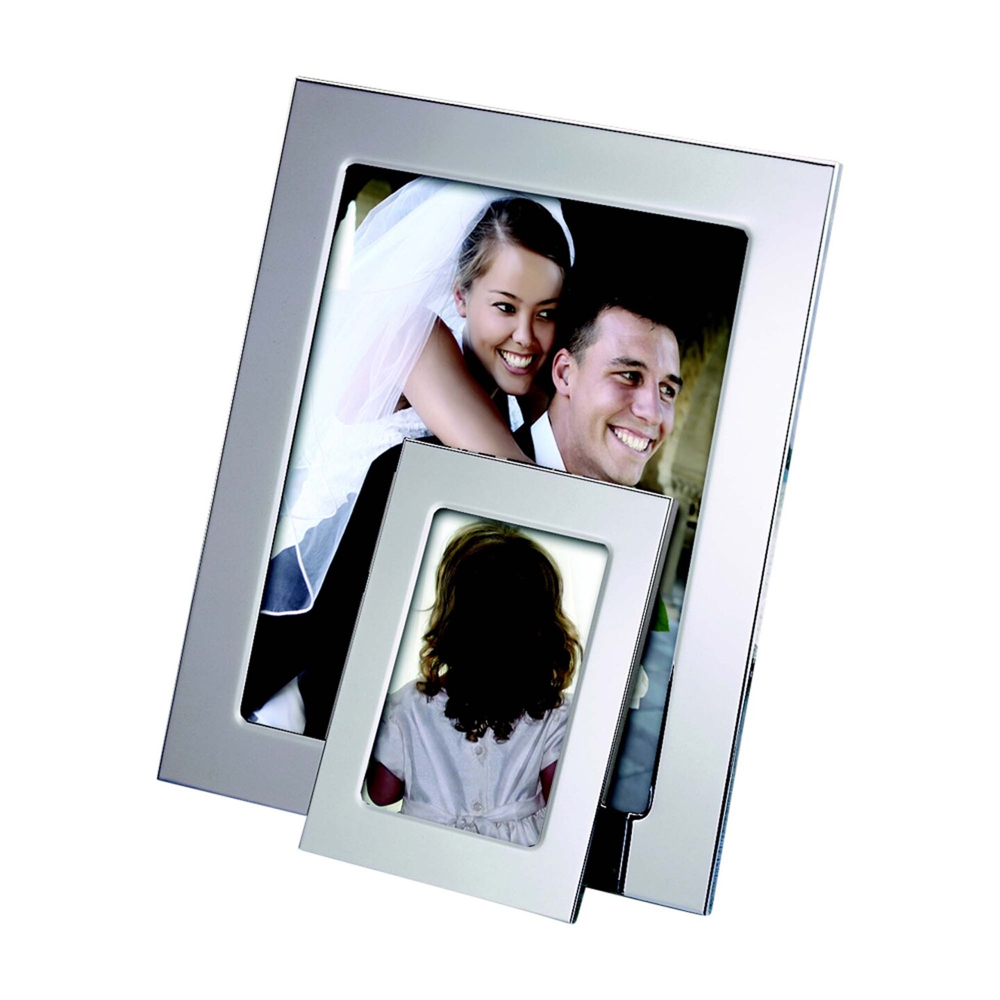 Contemporary Home Living 5&#x22; X 7&#x22; Metallic Gray Nickel-Plated Rectangular Silhouette Photo Frame