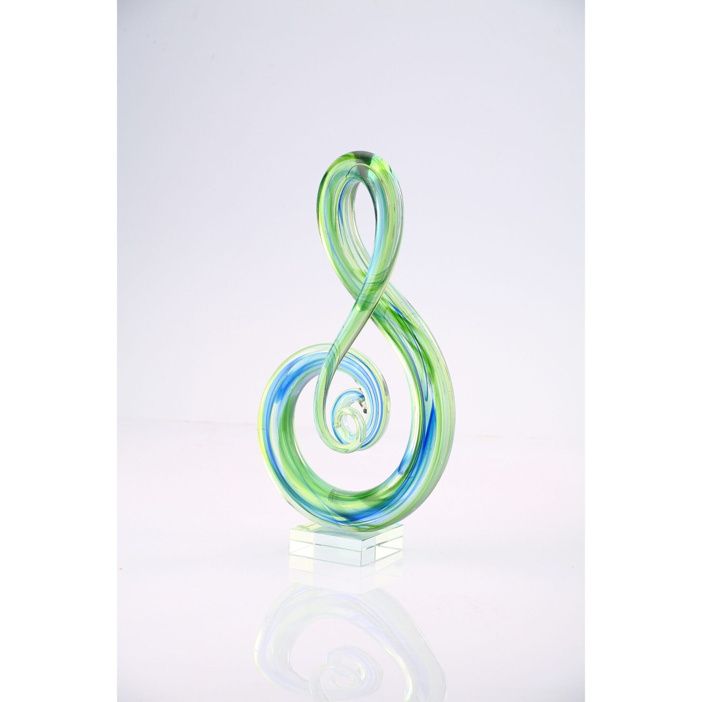 CC Home Furnishings 11&#x201D; Green Glass Art Note Music Figurine