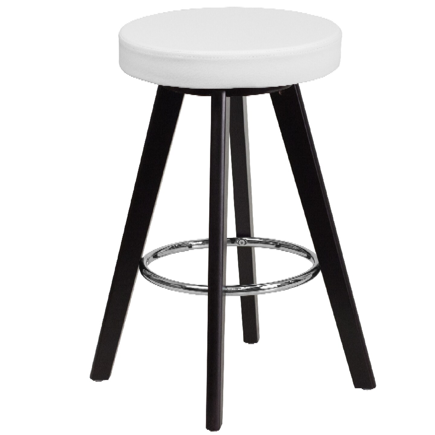 Flash Furniture 24.25&#x22; Black and Silver Contemporary Circular Counter Stool