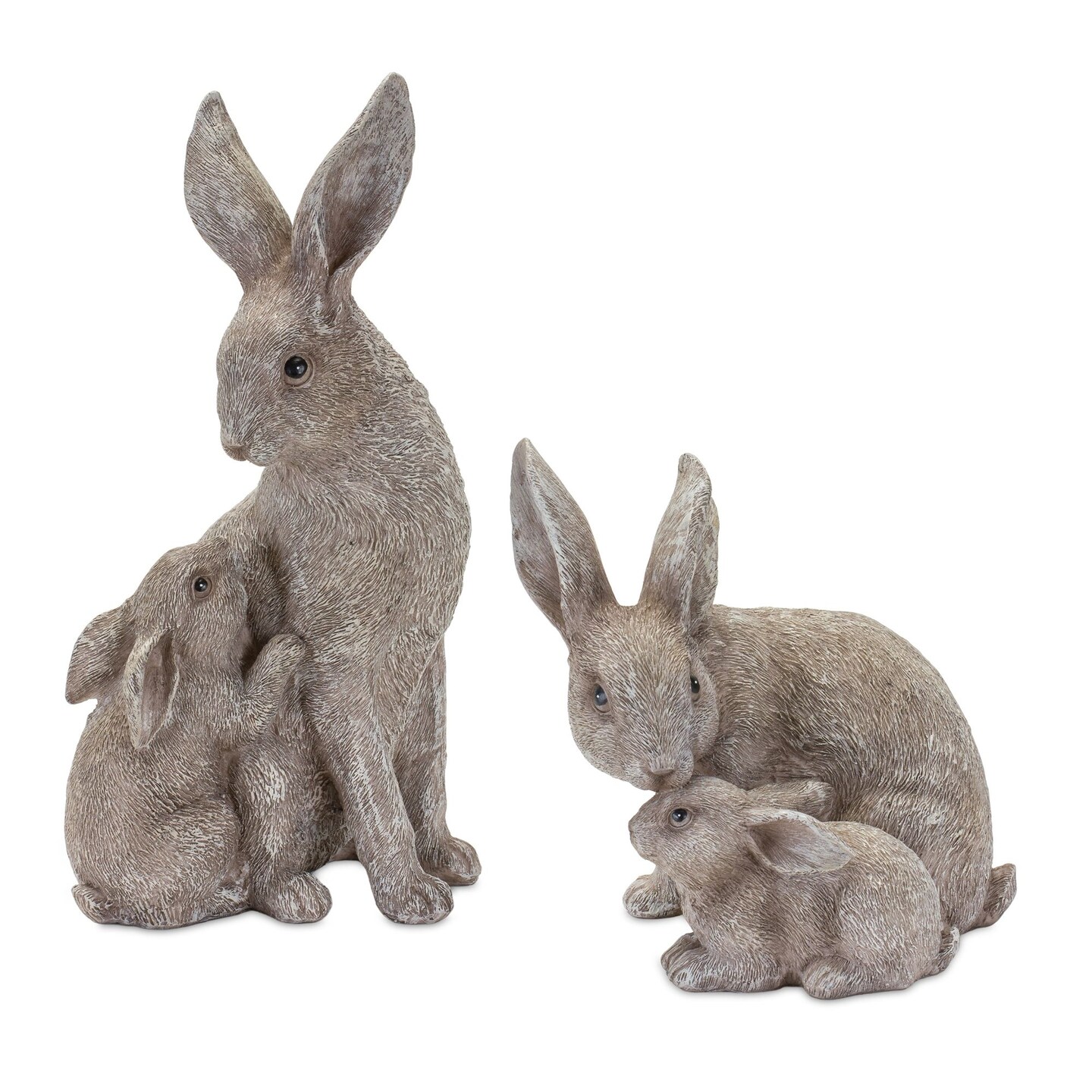 Melrose International White Washed Rabbit Figurine (Set of 2) main image 1