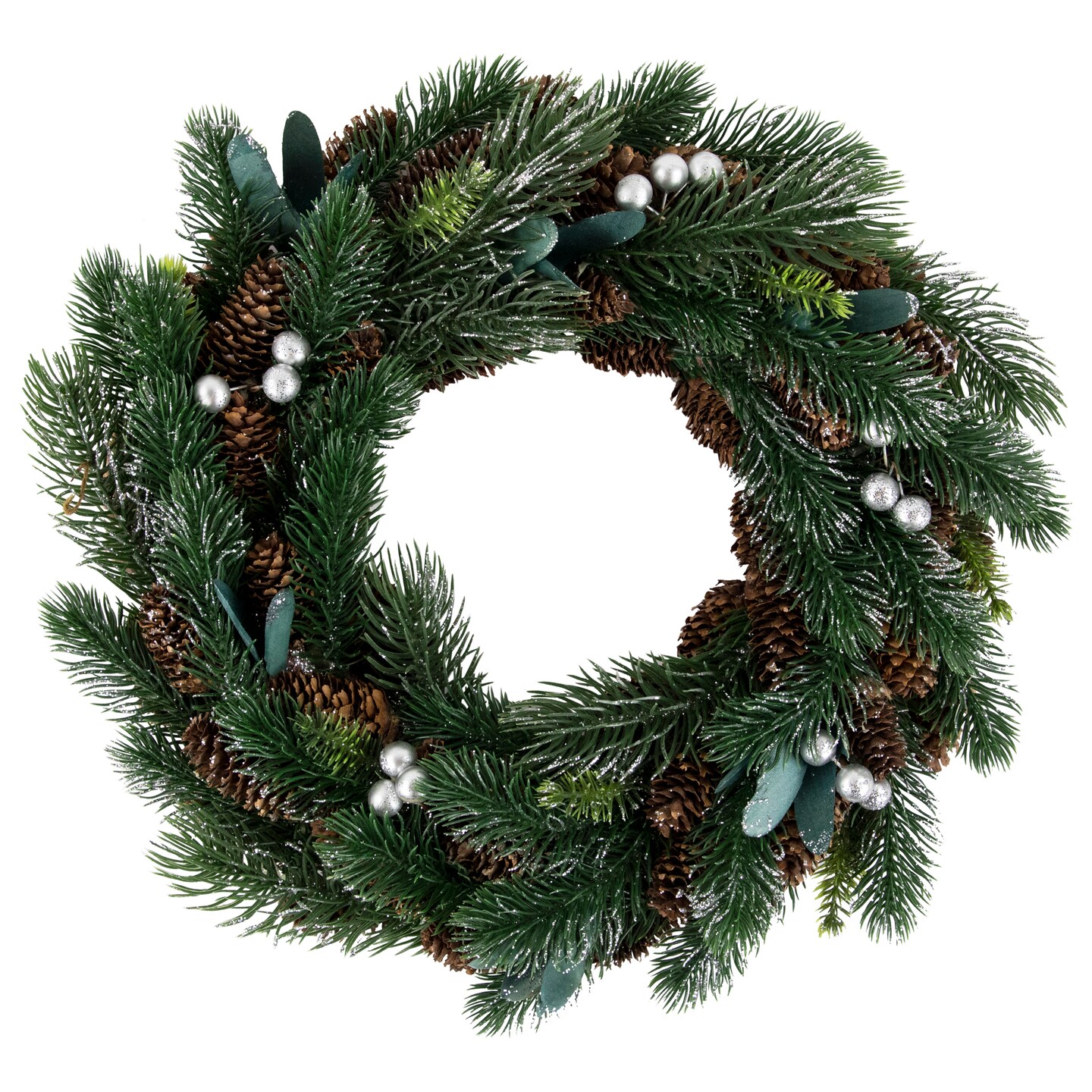 Northlight Green Pine, Pinecone with Berries Artificial Christmas Wreath, 14&#x22;, Unlit