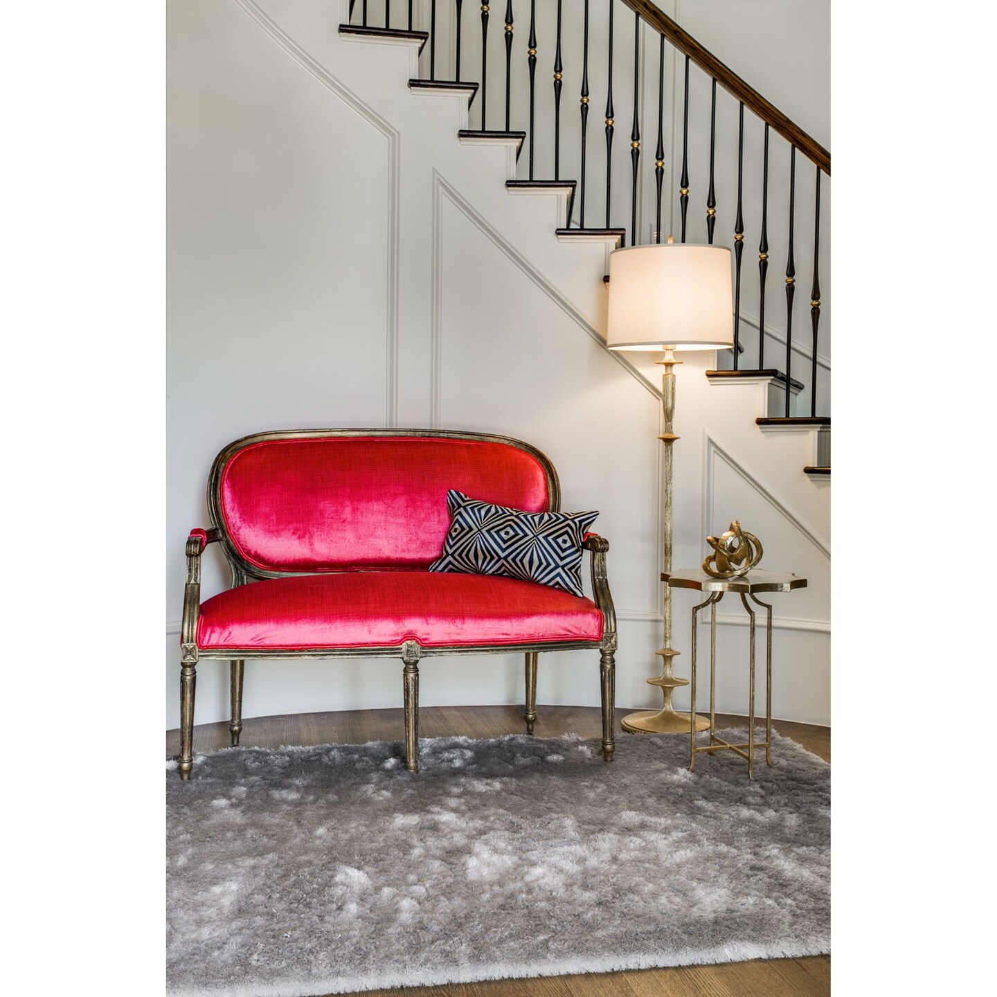 Feizy Home Collection 8' Silver and White Solid Round Shag Area Throw Rug