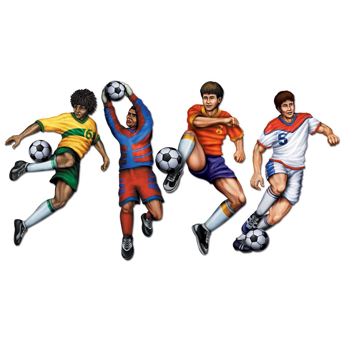 Party Central Club Pack of 48 Vibrantly Colored Active Soccer Player Party Decor Cutouts 20&#x22;