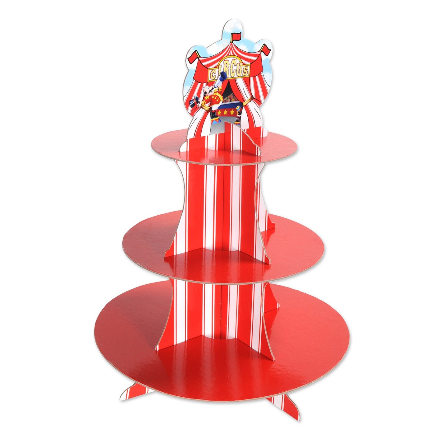 Party Central Club Pack of 12 Red and White Circus Tent Birthday Cupcake Stand Decors 16&#x22;